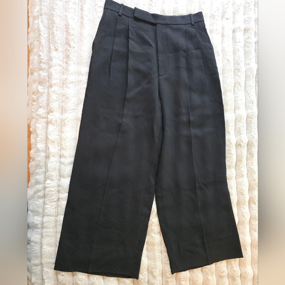 ST. JOHN Black Pleated Wide Leg Ankle Pants Trousers Size 6 Nwt - Picture 5 of 9